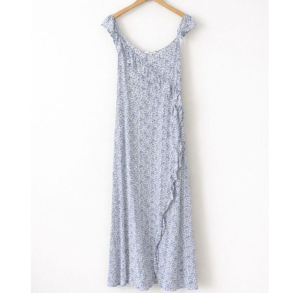 Madewell Light Blue Floral Wrap Dress
